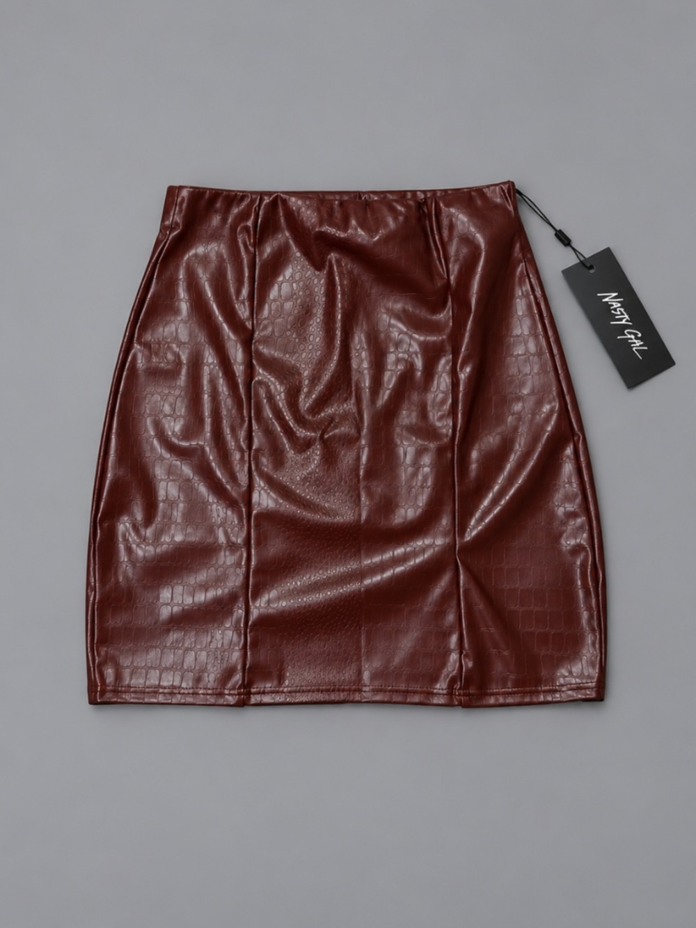 Nasty Gal Croc Embossed Faux Leather Mini Skirt – Size 2 – NWT